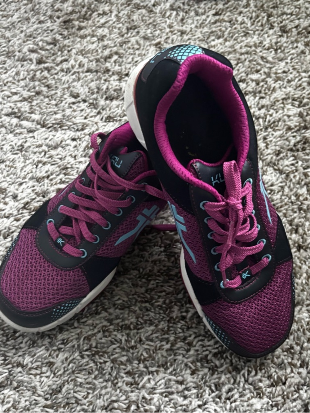 KURU Purple Athletic Sneakers with Aqua Logo Accents 40 sz 9 - Picture 3 of 7